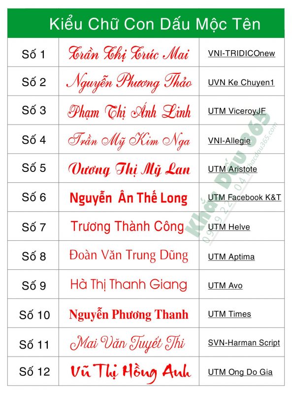 con dấu tên mẫu chữ tridico