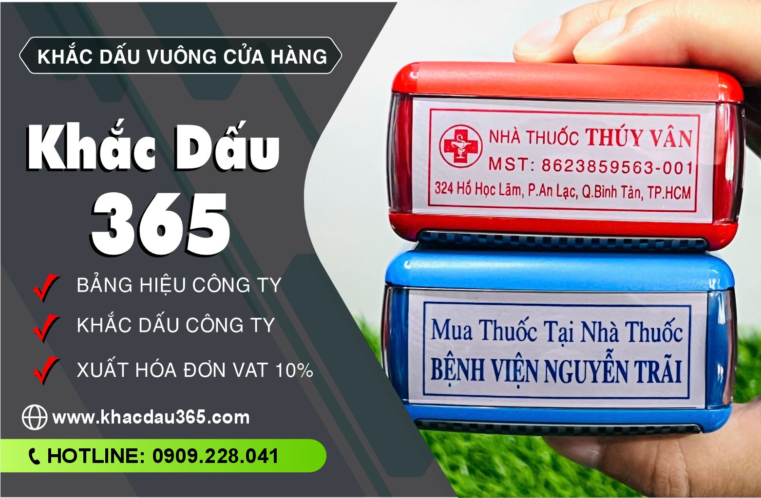 Dịch vụ làm dấu mộc vuông khắc dấu chất lượng, giá tốt